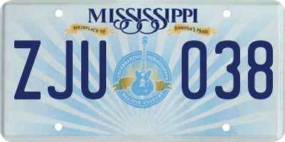 MS license plate ZJU038