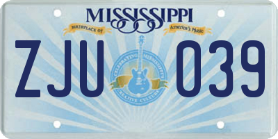 MS license plate ZJU039