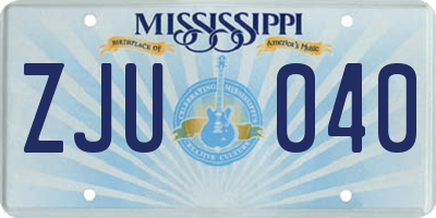 MS license plate ZJU040