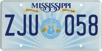 MS license plate ZJU058