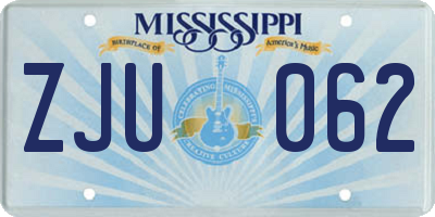 MS license plate ZJU062