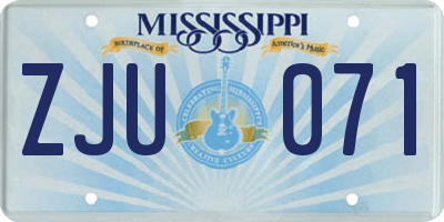 MS license plate ZJU071