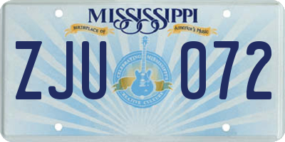 MS license plate ZJU072