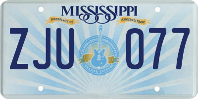 MS license plate ZJU077