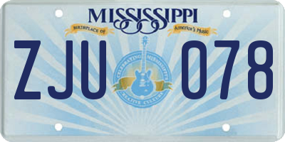 MS license plate ZJU078