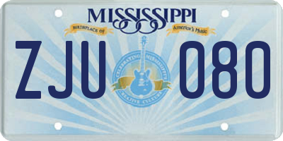 MS license plate ZJU080