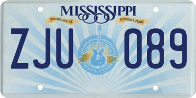 MS license plate ZJU089