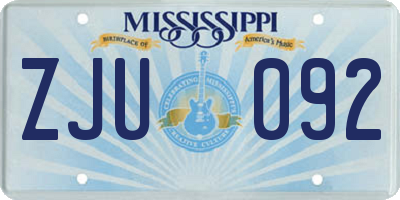 MS license plate ZJU092