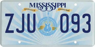 MS license plate ZJU093