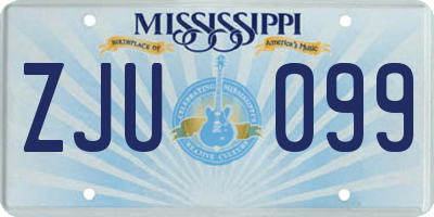 MS license plate ZJU099