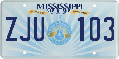 MS license plate ZJU103