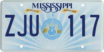 MS license plate ZJU117