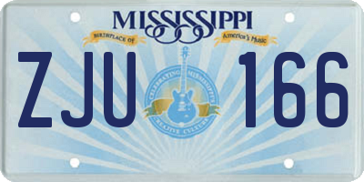 MS license plate ZJU166