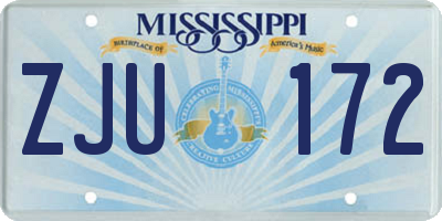 MS license plate ZJU172