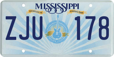 MS license plate ZJU178