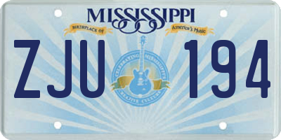MS license plate ZJU194