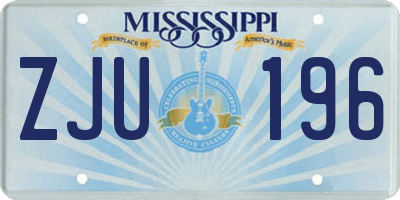 MS license plate ZJU196