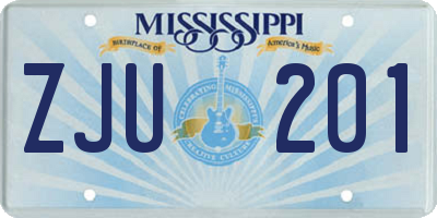MS license plate ZJU201