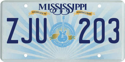 MS license plate ZJU203
