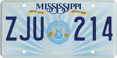 MS license plate ZJU214