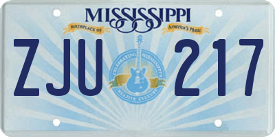 MS license plate ZJU217