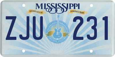 MS license plate ZJU231
