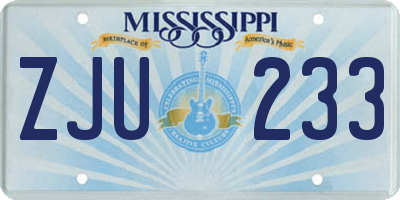 MS license plate ZJU233