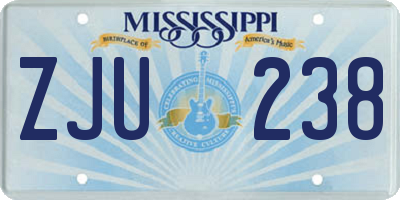 MS license plate ZJU238
