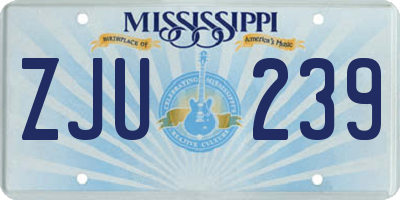 MS license plate ZJU239