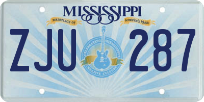MS license plate ZJU287