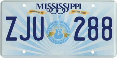 MS license plate ZJU288
