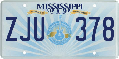 MS license plate ZJU378