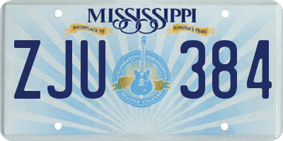 MS license plate ZJU384