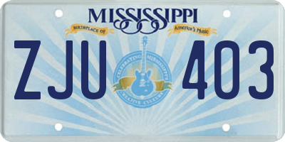 MS license plate ZJU403