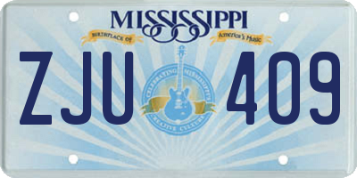MS license plate ZJU409