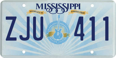MS license plate ZJU411