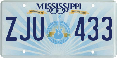 MS license plate ZJU433