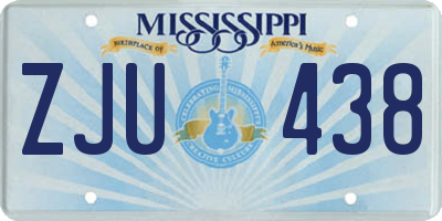 MS license plate ZJU438