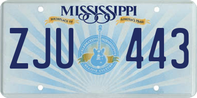 MS license plate ZJU443