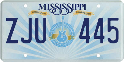 MS license plate ZJU445