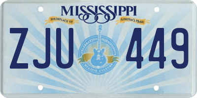 MS license plate ZJU449