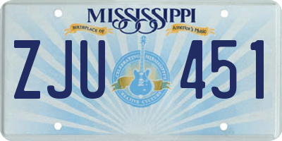 MS license plate ZJU451