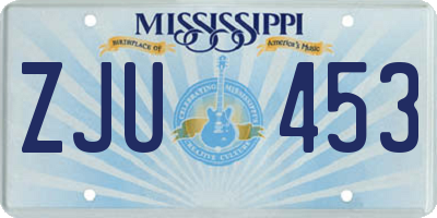 MS license plate ZJU453