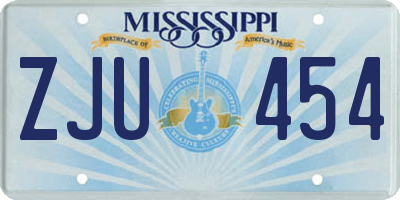 MS license plate ZJU454