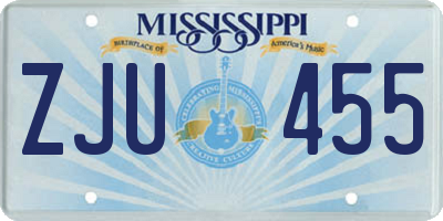 MS license plate ZJU455