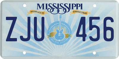 MS license plate ZJU456