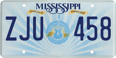 MS license plate ZJU458