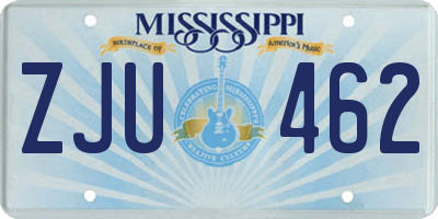 MS license plate ZJU462