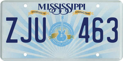 MS license plate ZJU463