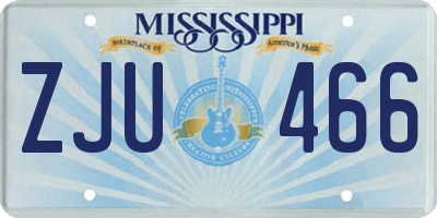 MS license plate ZJU466